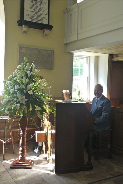 Sandy Jack playing the harmonium in the East Church, Cromarty